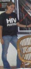 Meredith models the HIV POSITIVE t-shirt