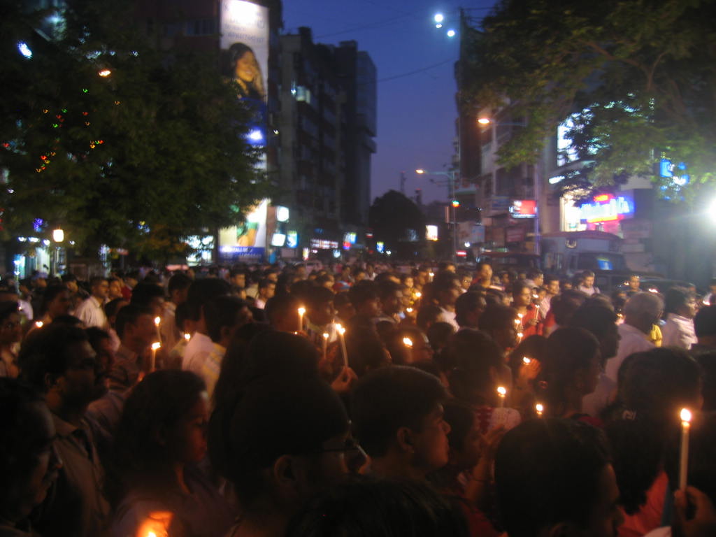 MG Road crowd during the Candlelight Memorial