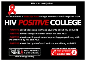 If we do a bootcamp at your college,organisation, foundation or you attend our volunteer bootcamp, you will receive this certificate, verifying that you are  'HIV positive'. If you have attended a volunteer bootcamp, you will get this certificate if you e-mail us. 